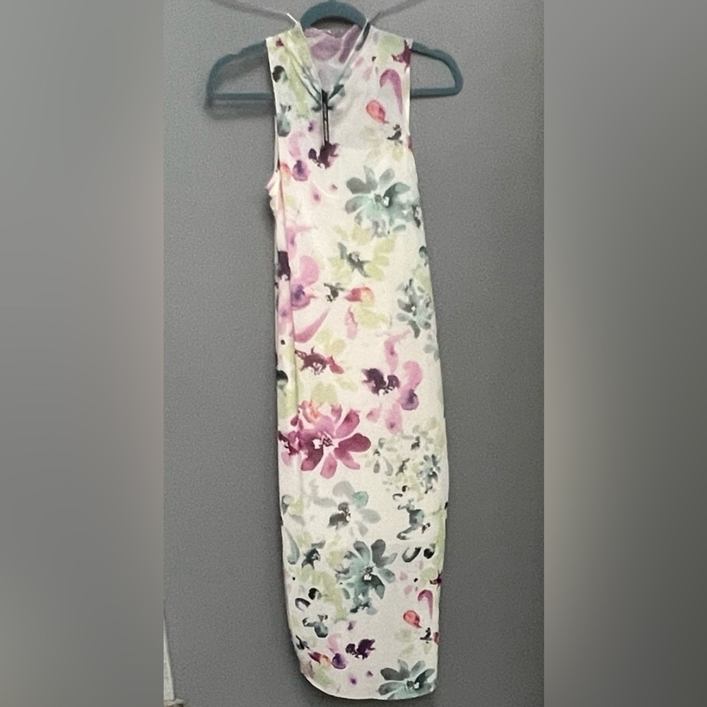 Steve Madden Floral Halter Maxi Dress in White, Pink and Green